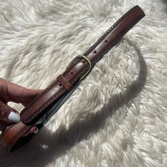 Elegant Brown Red Genuine Oil Leather Belt
